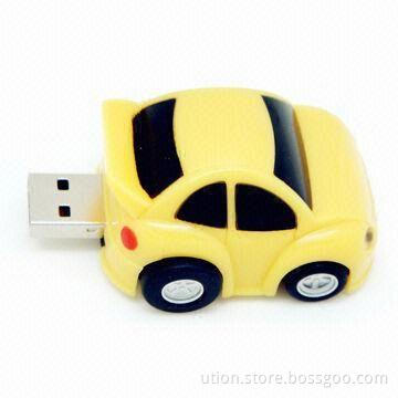 Sport Car Designed USB Flash Stick with 1 to 32GB Memory Capacity, Free Printing and Packaging
